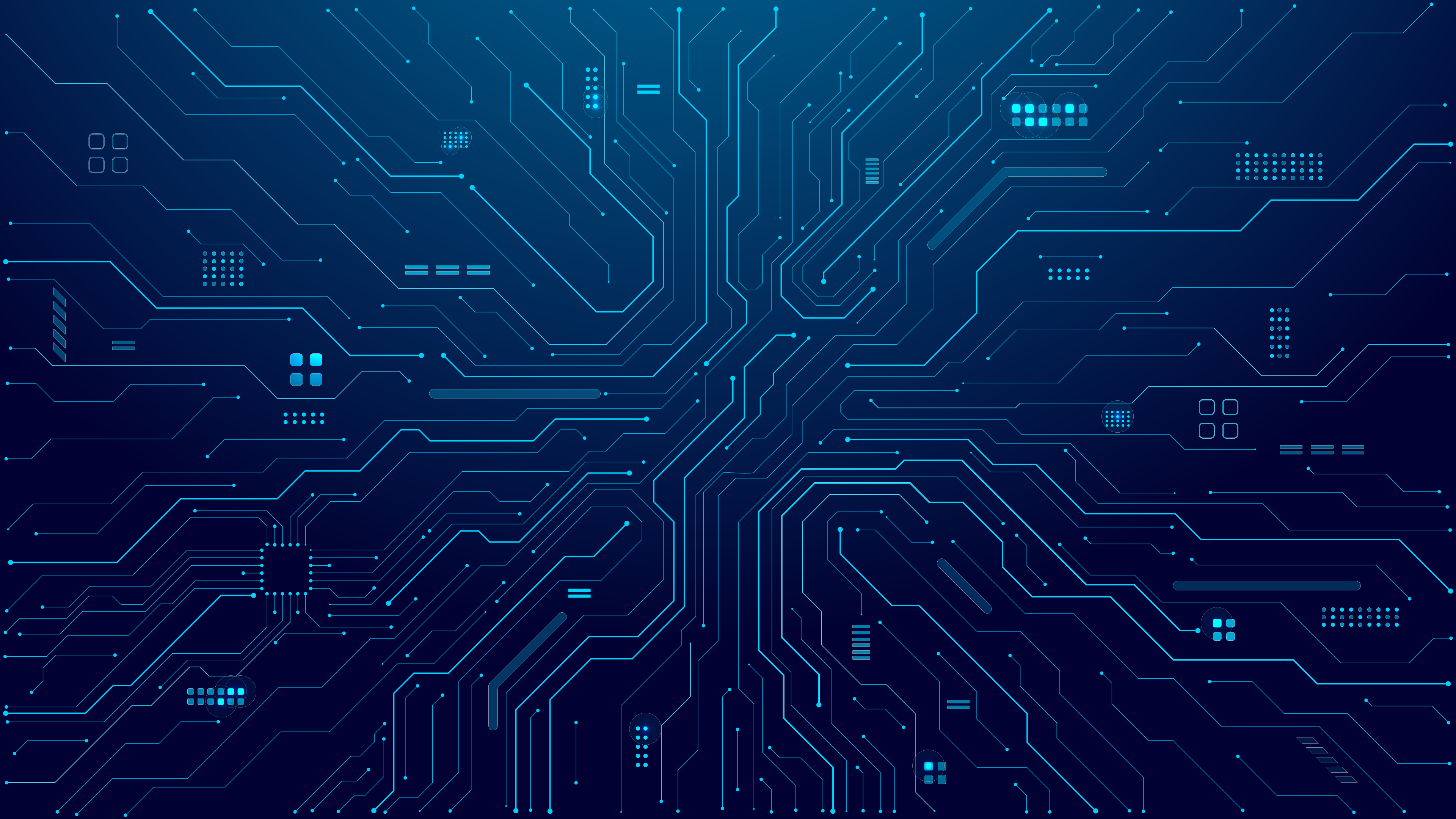 Abstract blue digital circuit board background representing data pathways, IT infrastructure, and network connectivity.